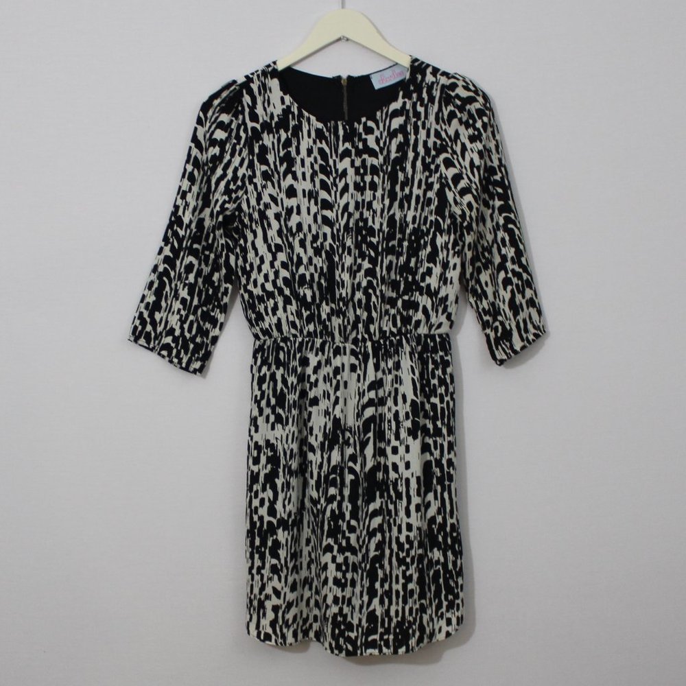 Charlee Black & White 3/4 Quarter Sleeve Dress
